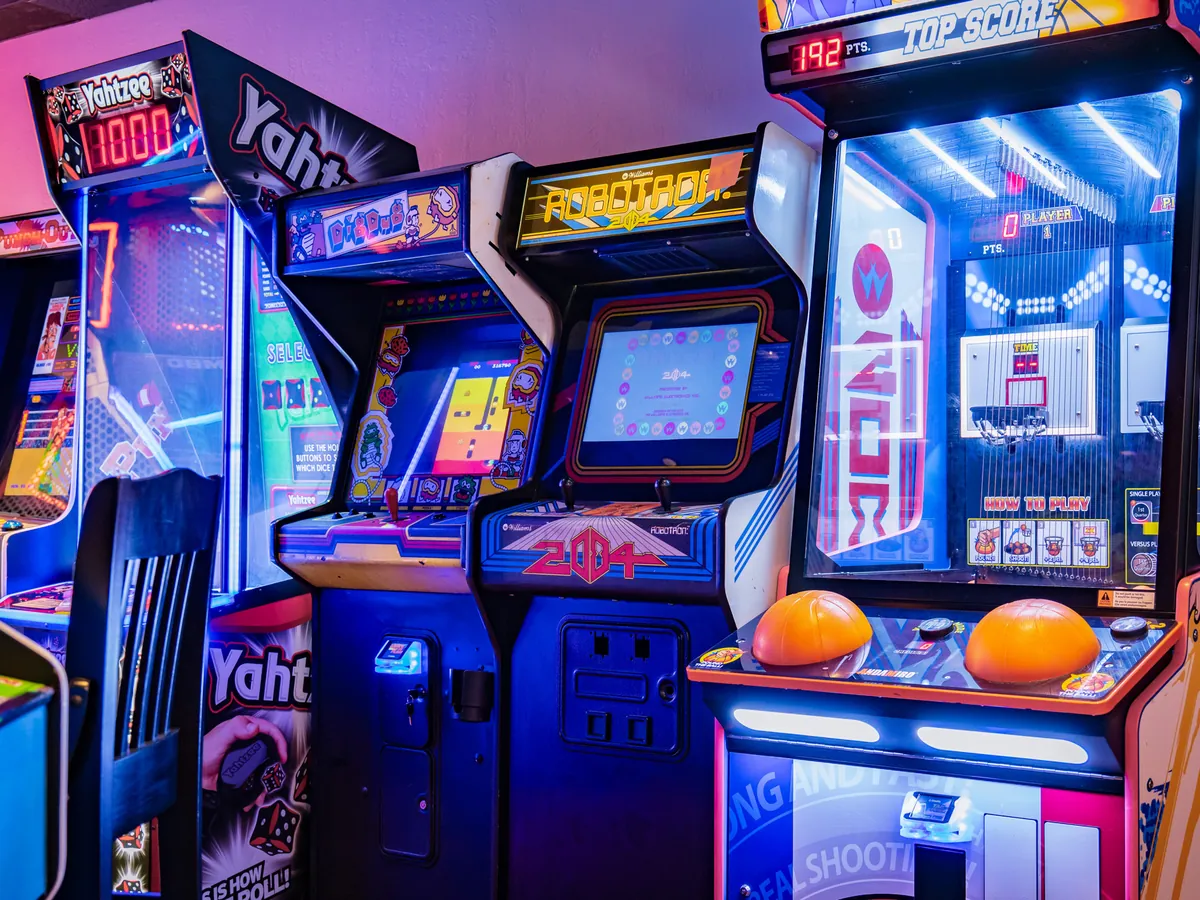 Modern arcade cabinets at Vans Craft Kitchen in Danbury