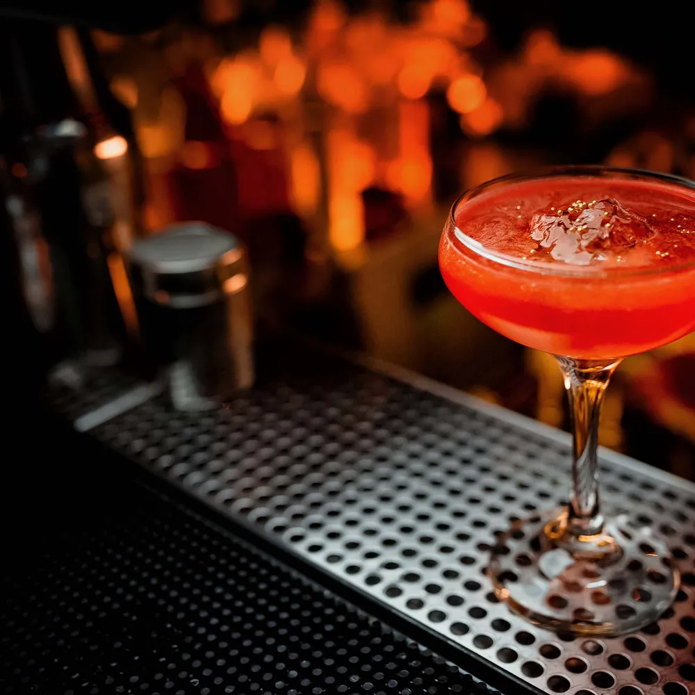 Cocktail on the bar at Vans Craft Kitchen in Danbury